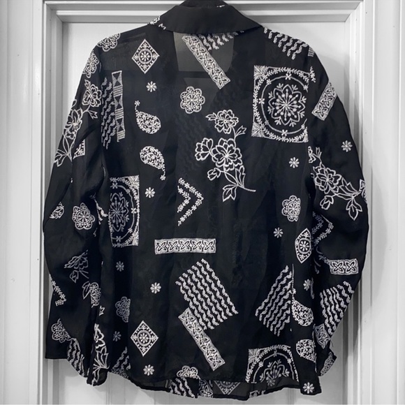 Coldwater Creek Embroidery Sheer Blouse - Picture 4 of 7